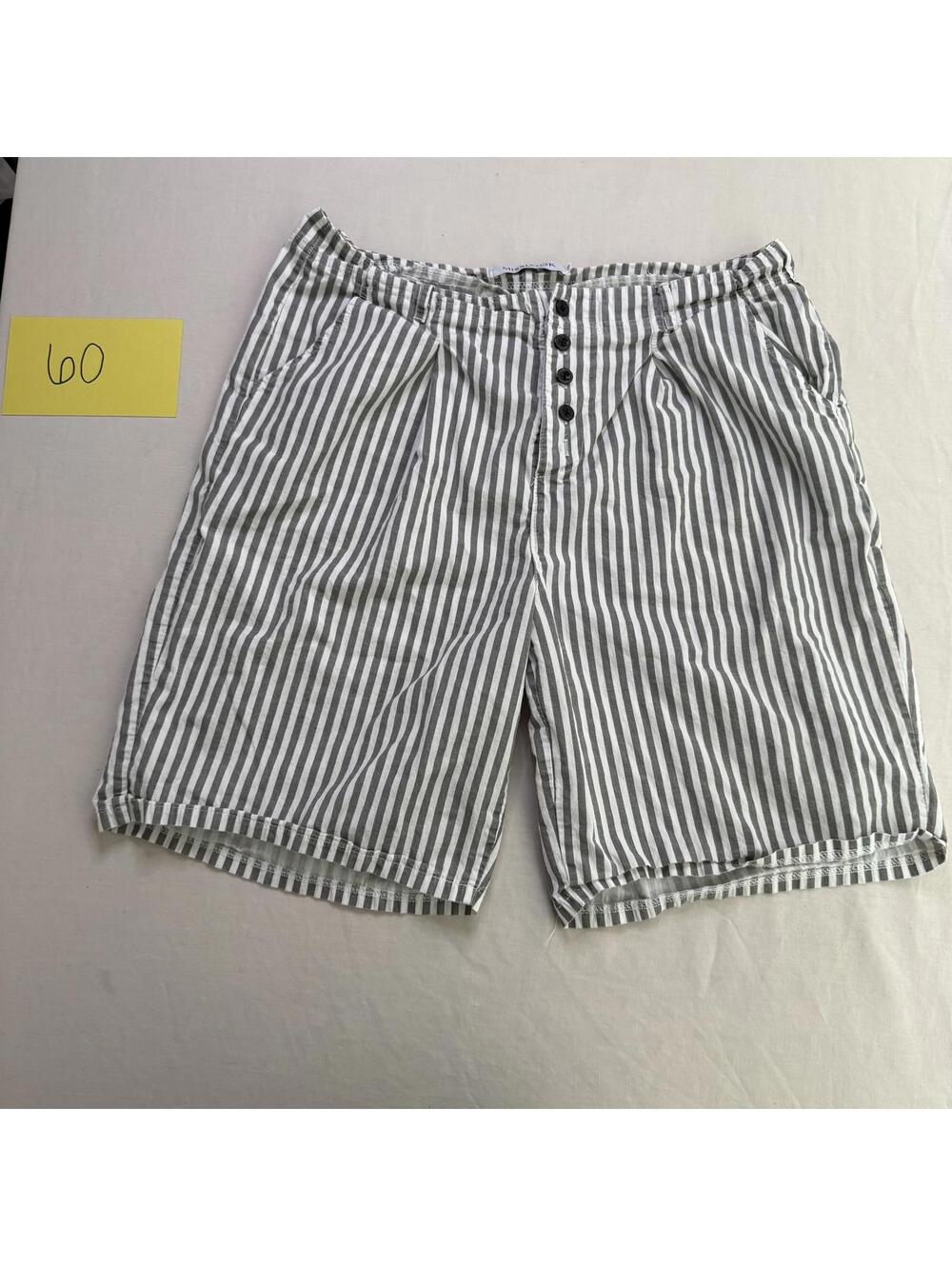 Misslook Gray and White Striped Button Fly Shorts Woman's Medium
